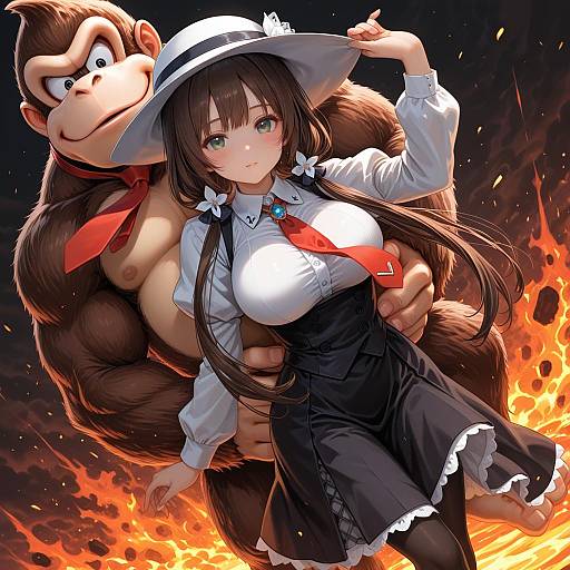 Illustration of Donkey kong, donkey kong (series) in the style of Sumisu (mondo)