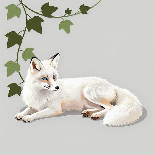 Slender White Fox with Blue Eyes