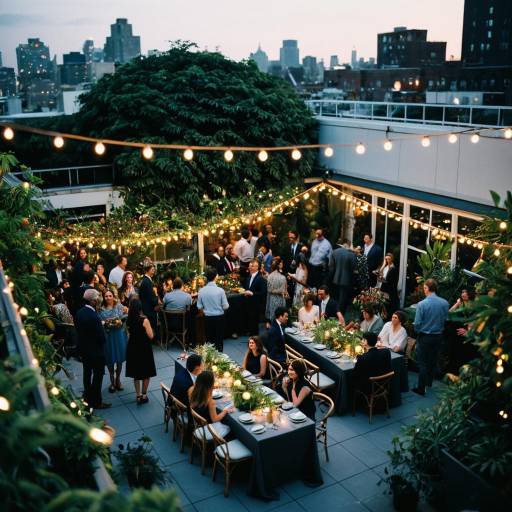 Stylish Rooftop Garden Party at Dusk