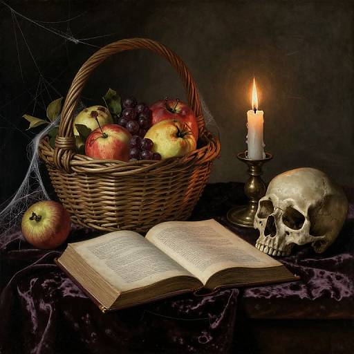 Vanitas Still Life with Skull and Candle