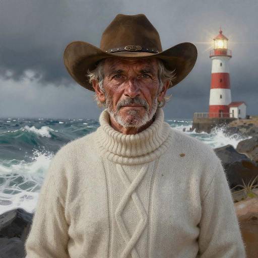 Rugged Fisherman Portrait Amidst Storm