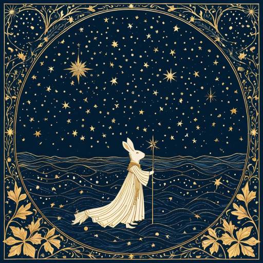 Celestial Rabbit in Magical Starry Ocean