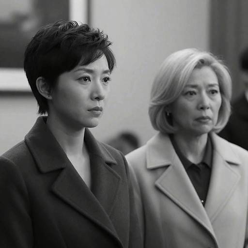 Stylish Black and White Portrait of Two Women