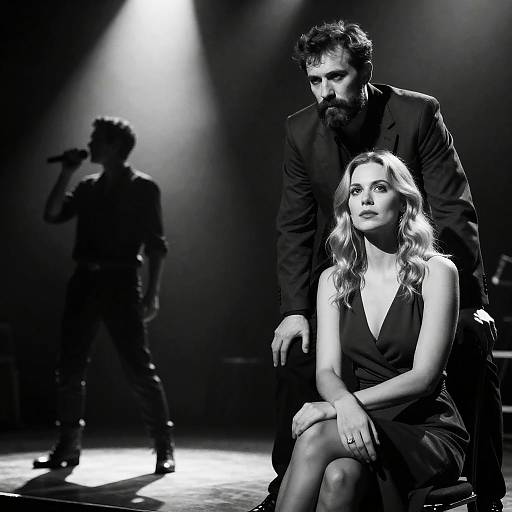 Dramatic Black-and-White Stage Scene