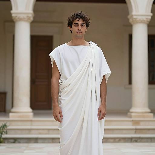 Greek Toga Man in White Robe