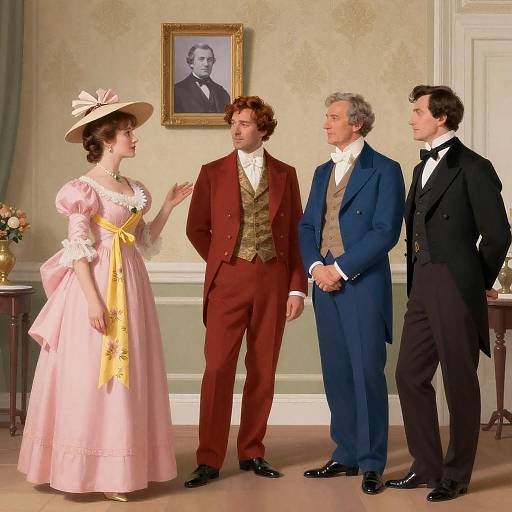 Victorian Salon: Four Figures in Attire