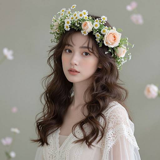 Ethereal Woman with Floral Crown