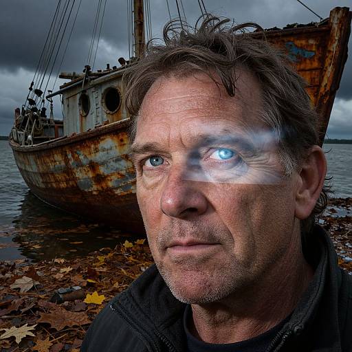 Surreal Double Exposure Rugged Portrait