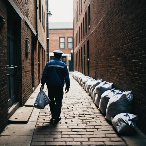 Postal Worker Walking in Brick Alley