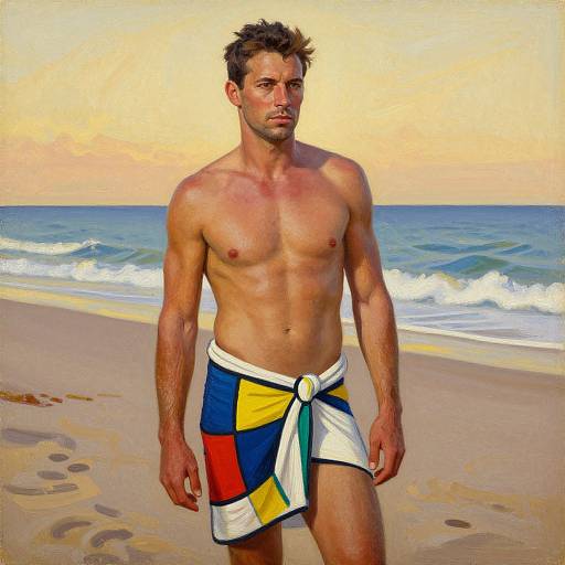 Fit Man in Sarong at Golden Hour