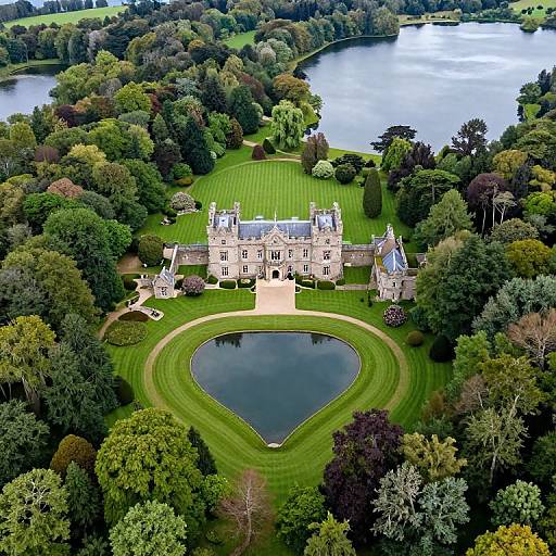 Aerial View of Grand Mansion Estate