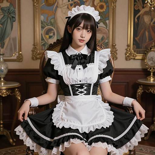 Elegant Maid in Opulent Setting