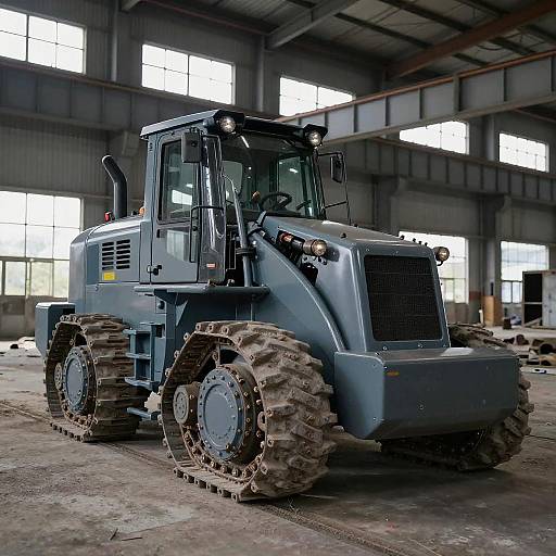 Confident Track Loader in Abandoned Factory