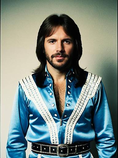 Man in ABBA Style Blue Outfit