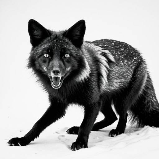 Black Fox in Snow