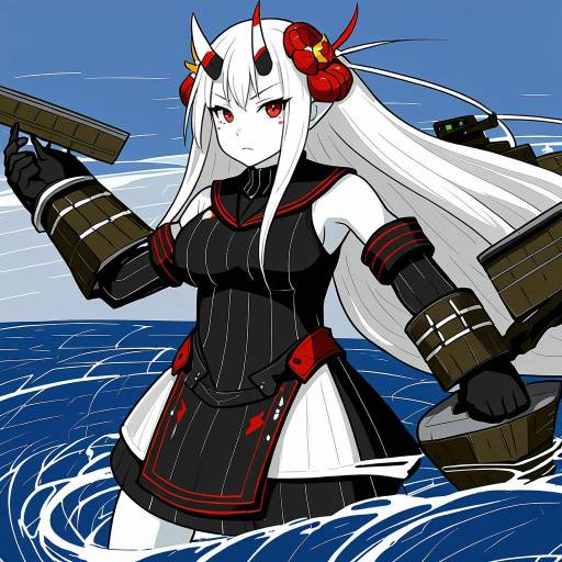 Illustration of Aircraft carrier water oni, kantai collection in the style of Matsumoto tomoyohi
