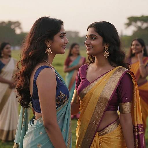 Realistic Portrait of Girls in Saris