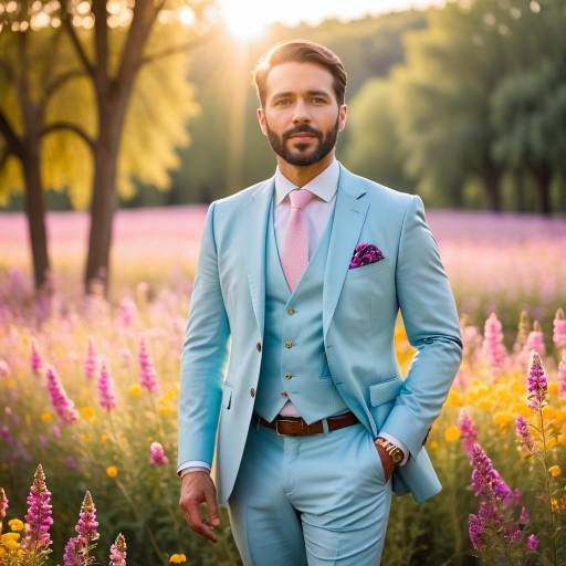 Portrait of a Man in Colorful Field