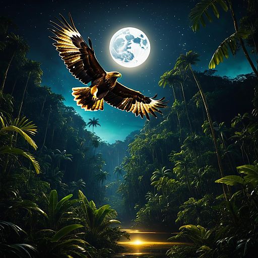 Cinematic Jungle Scene with Golden Eagle Cinematic Jungle Scene with Golden Eagle