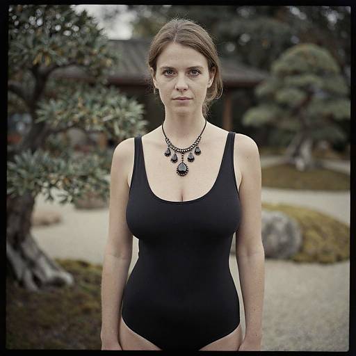 Elegant Woman in Zen Garden