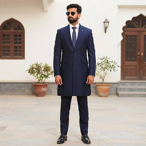 Man in Navy Blue Jodhpuri Suit