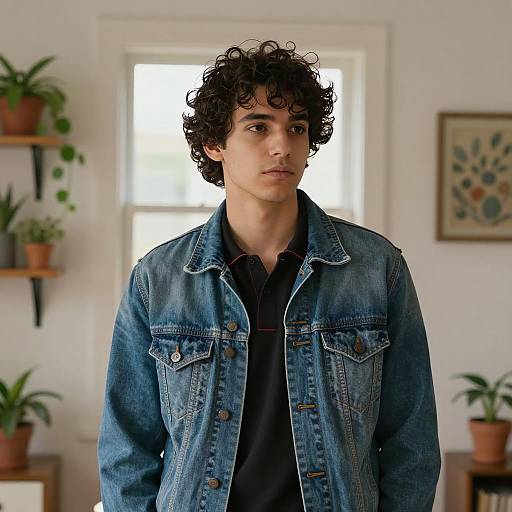 Young Man in Denim Jacket Portrait
