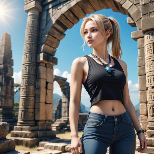 Young Woman in Ancient Ruins