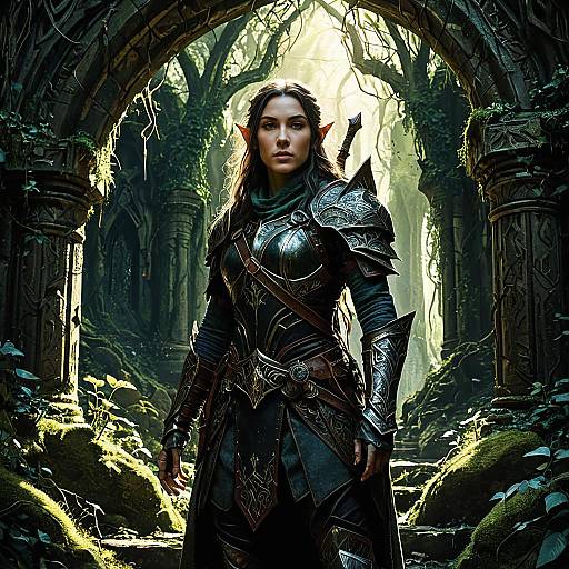 Elven Ranger in Ancient Forest Temple