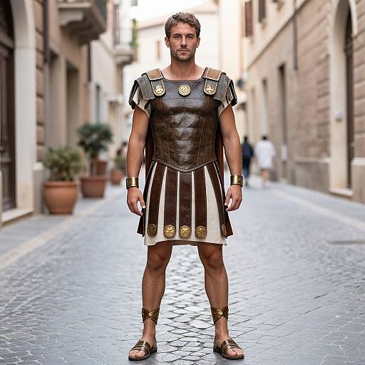 Man Wearing Roman Toga Costume