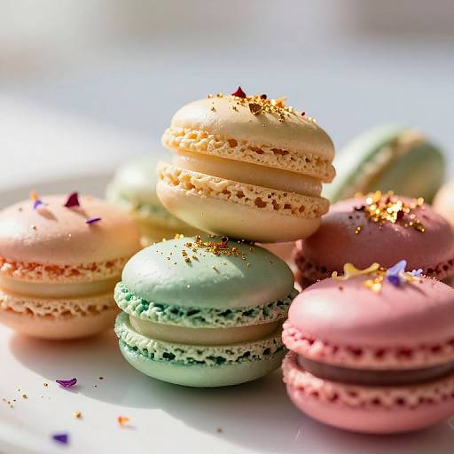 Artistic Colorful Macarons with Gold Dust