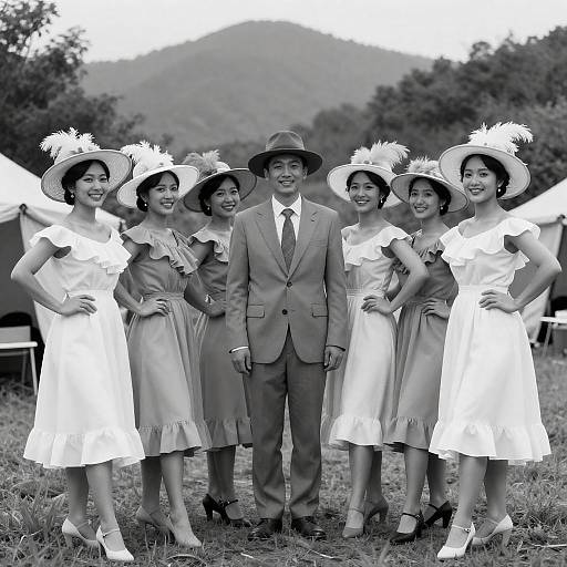 Vintage Group Photo in Elegant Attire