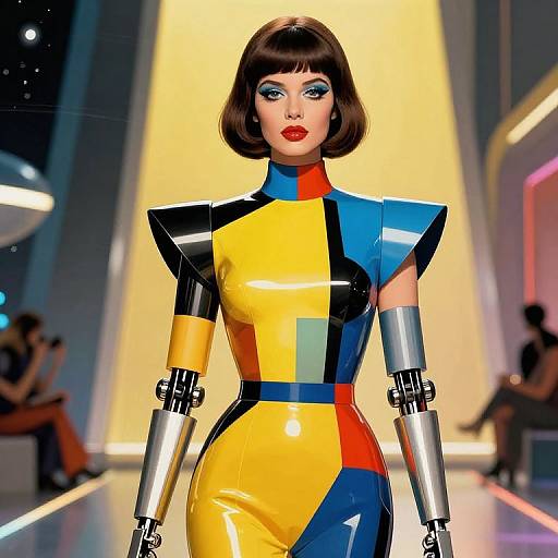 De Stijl Robot Girl Retro Futuristic
