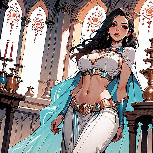 Fantasy Palace Woman with Blue Cape