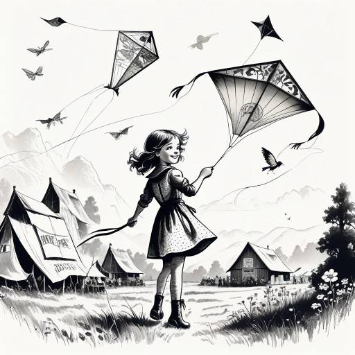 Retro Adventure: Girl with Kite at Fair