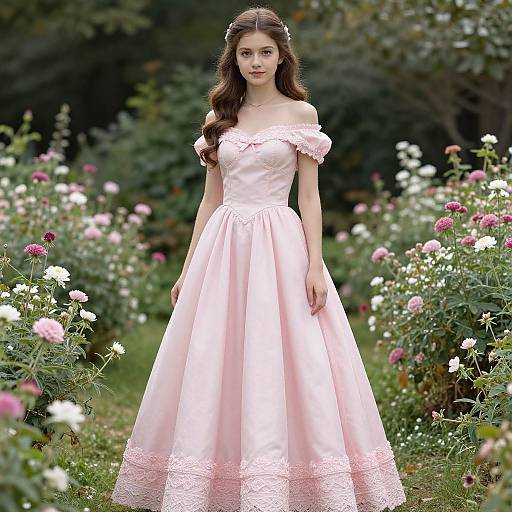 Realistic Pink Princess Dress Portrait
