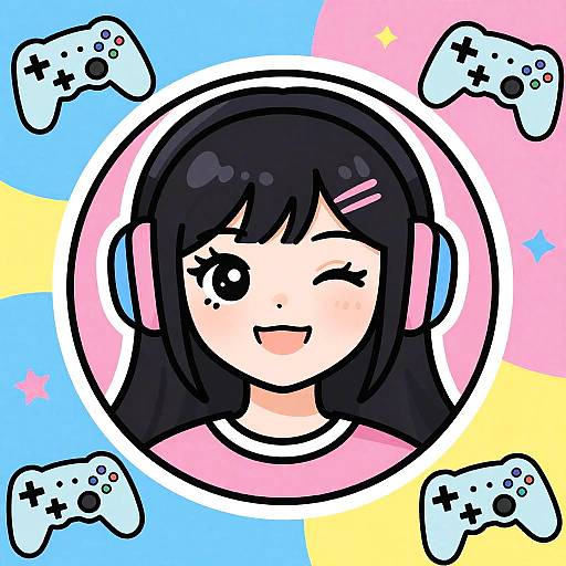 Playful Gamer Girl Cartoon Profile