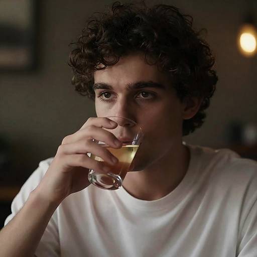 Serious Young Man in Dim Light