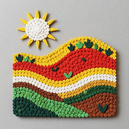 Bohemian Paper Mâché Abstract Landscape