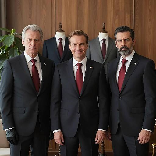 Three Men in Formal Attire in Office