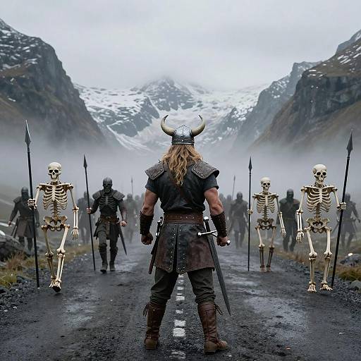 Muscular Viking Warrior vs. Undead Army