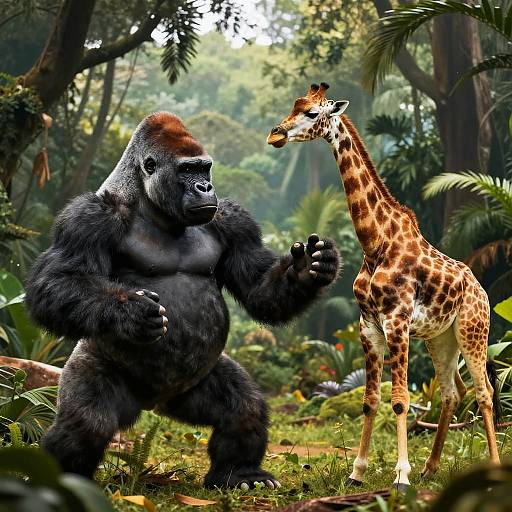 Epic Jungle Showdown: Gorilla vs Giraffe