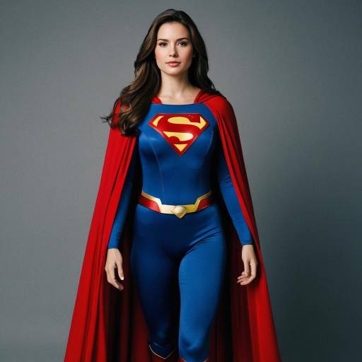 Woman in Supergirl Costume with Red Cape