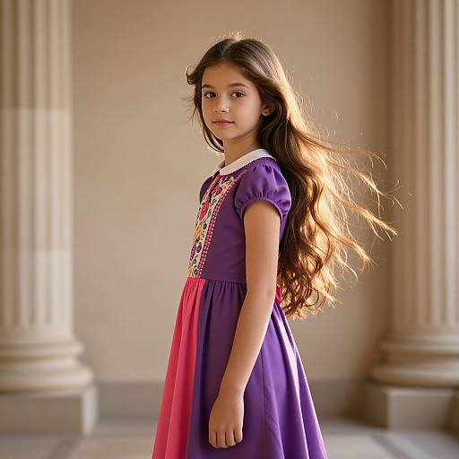 Elegant Young Girl in Vibrant Dress