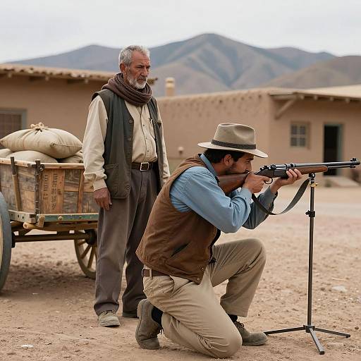 Desert Town Duel: A Tense Moment