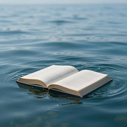 Open Book Floating on Calm Ocean