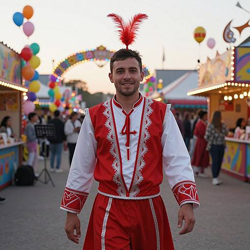 Vibrant Carnival Costume with Feathers