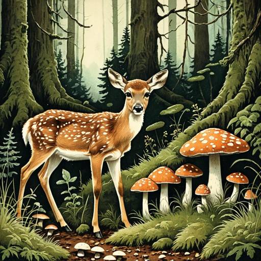Vintage Deer Fawn Illustration