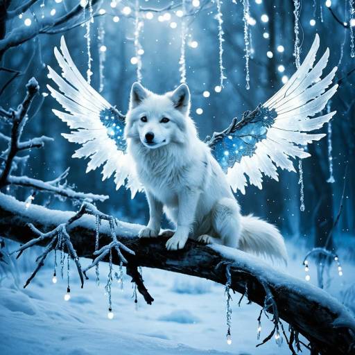 Dreamlike White Wolf Spirit in Tundra Dreamlike White Wolf Spirit in Tundra