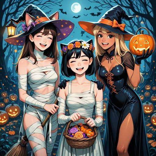 Diverse Girls in Halloween Costumes