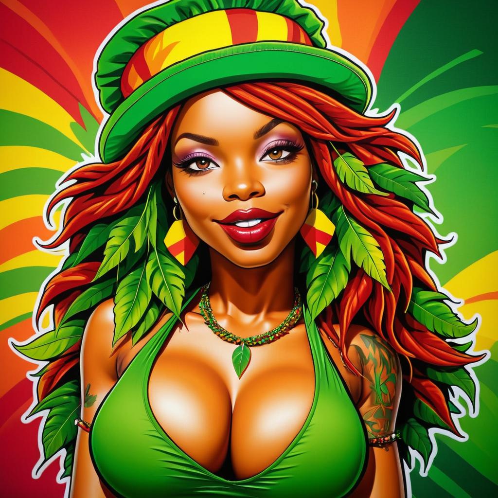 Playful Rasta Cartoon Graffiti Art